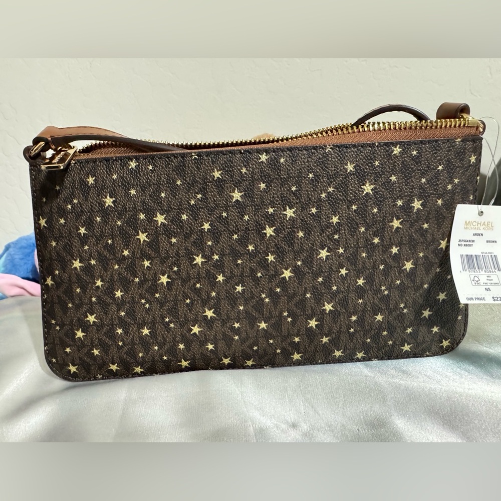 Michael Kors Starry Brown and Gold Crossbody - Picture 2 of 4